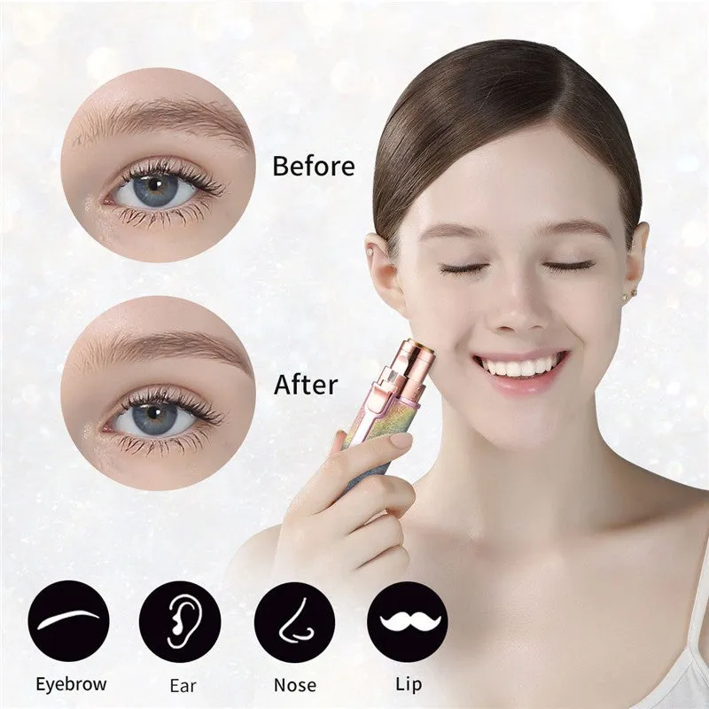 2-in-1 Electric Eyebrow Trimmer Pen Rechargeable Facial Hair Remover