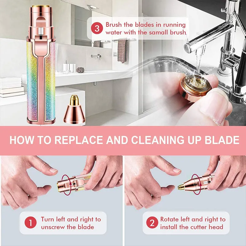 2-in-1 Electric Eyebrow Trimmer Pen Rechargeable Facial Hair Remover