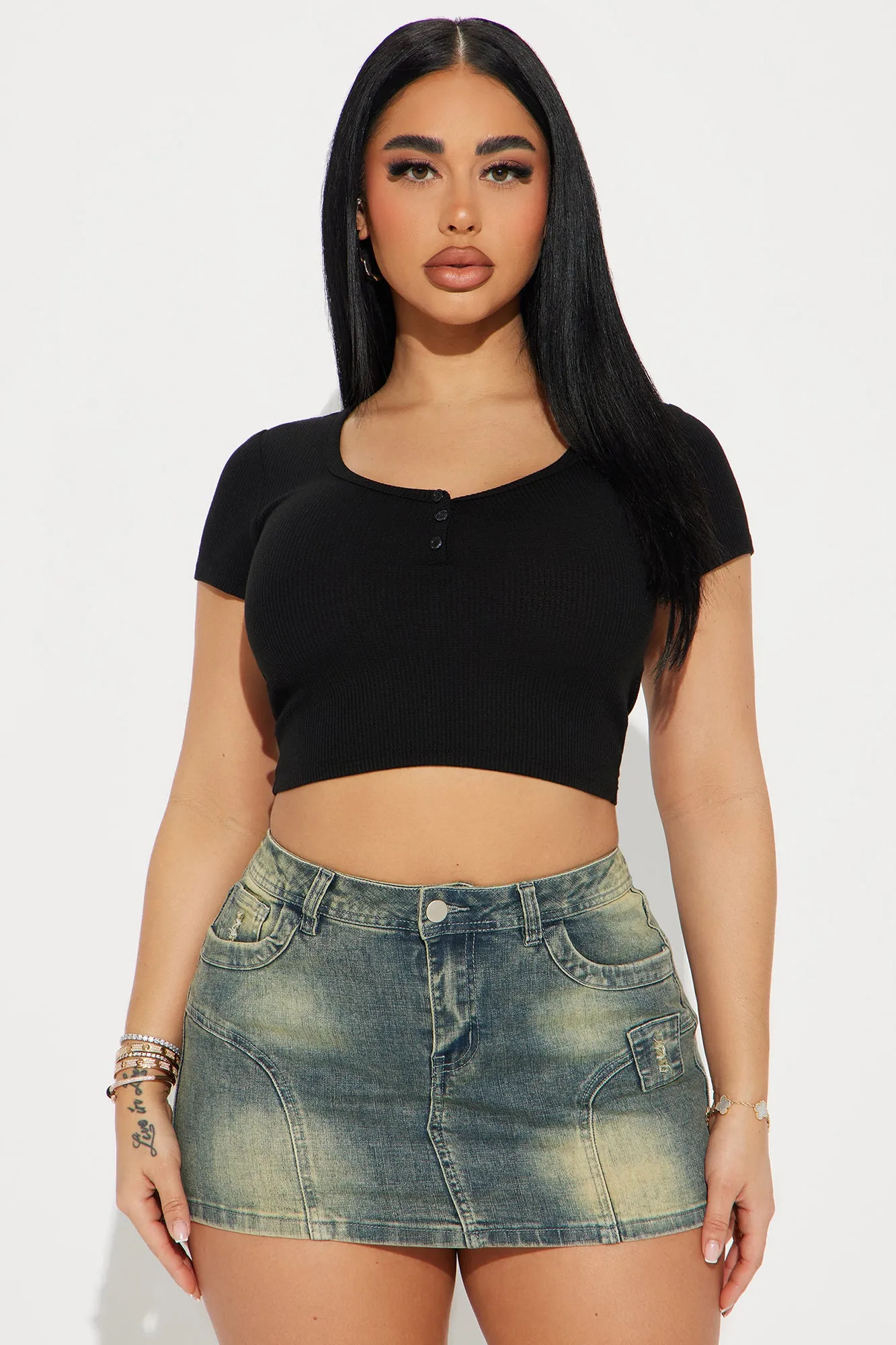 Amanza Scoop Neck Top - Black
