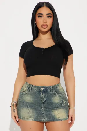 Amanza Scoop Neck Top - Black