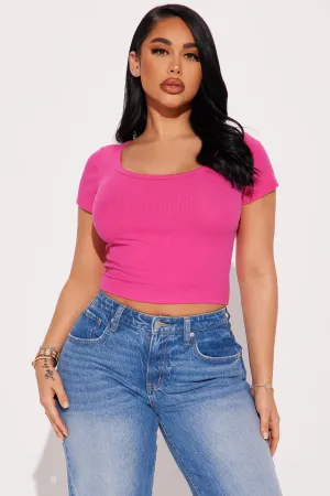 Amelia Scoop Neck Top - Fuchsia