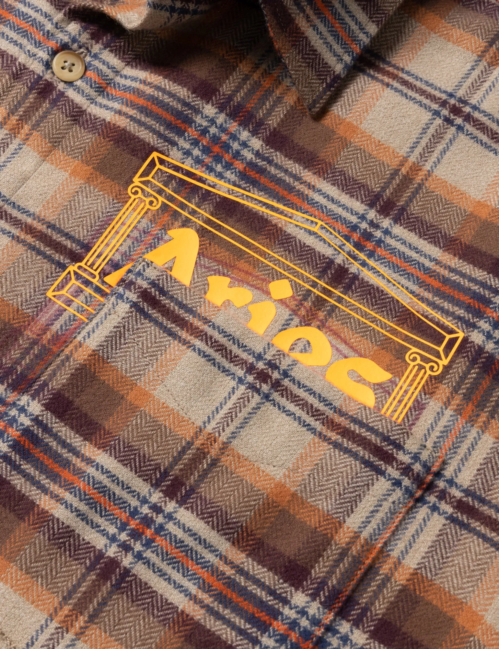 Aries Plaid Flannel Shirt - Brick Red