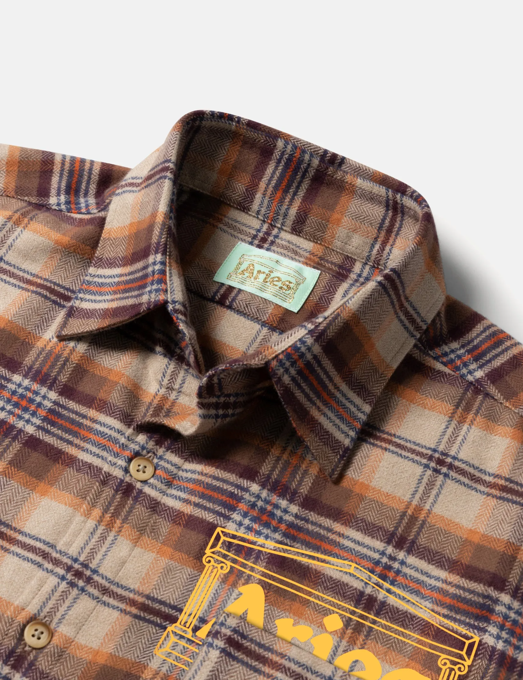 Aries Plaid Flannel Shirt - Brick Red