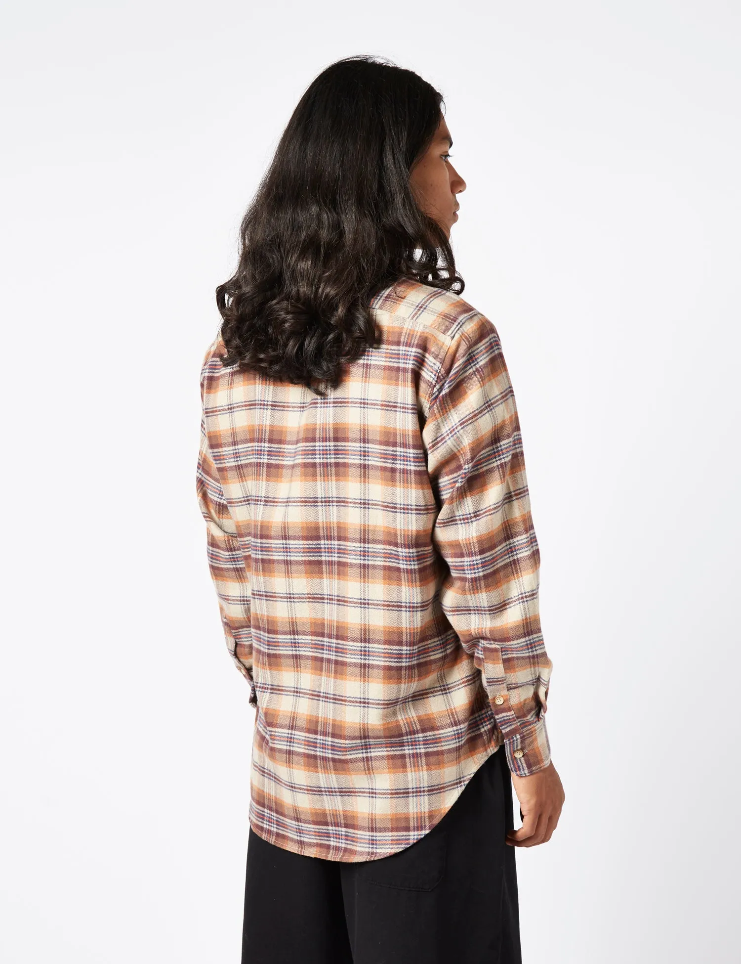Aries Plaid Flannel Shirt - Brick Red