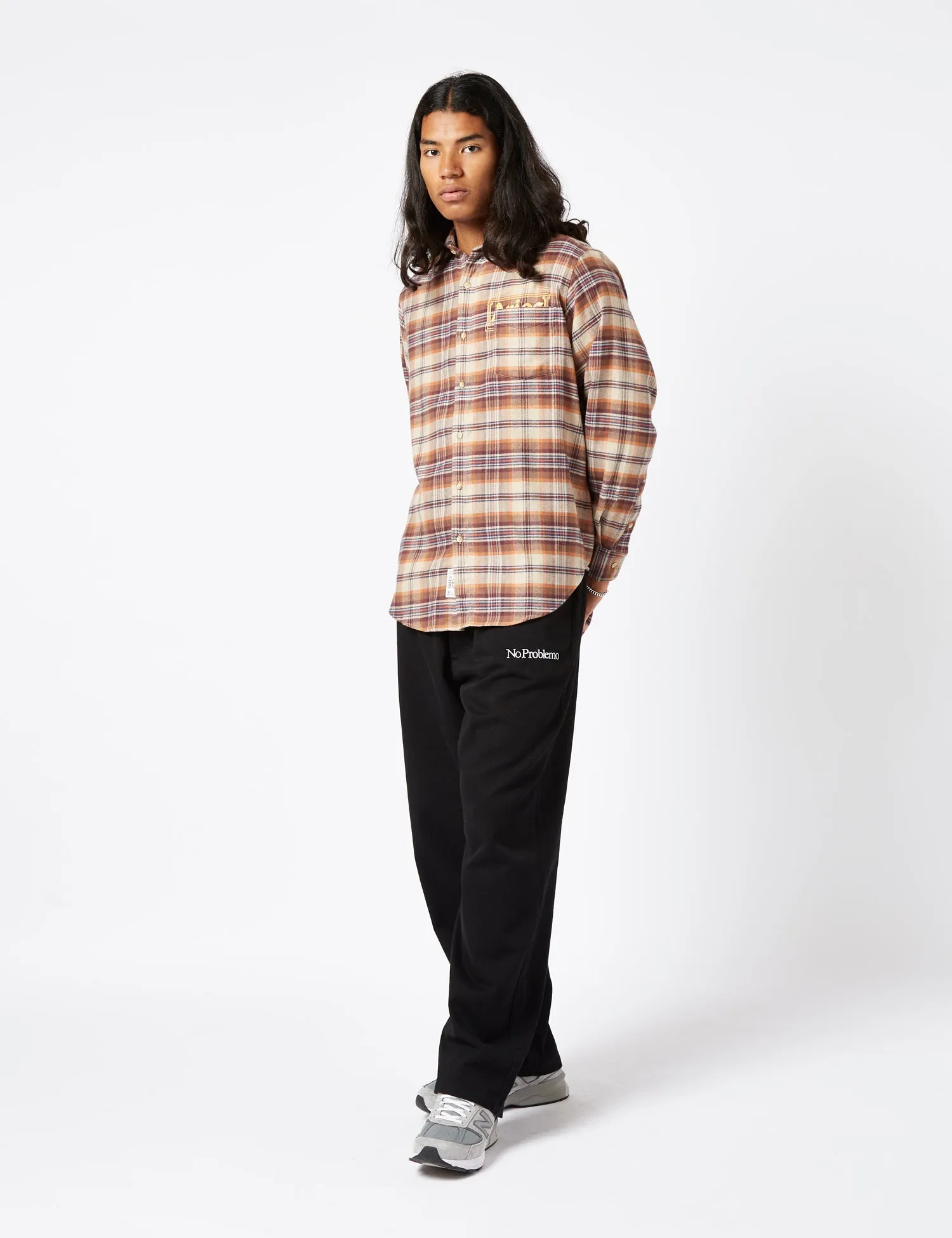 Aries Plaid Flannel Shirt - Brick Red