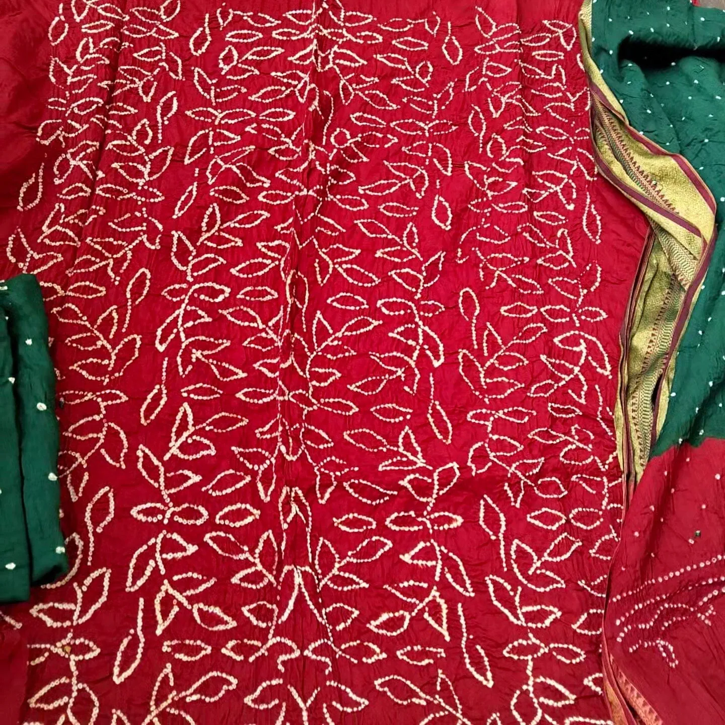 Bandhej Satin Cotton Dress Material *