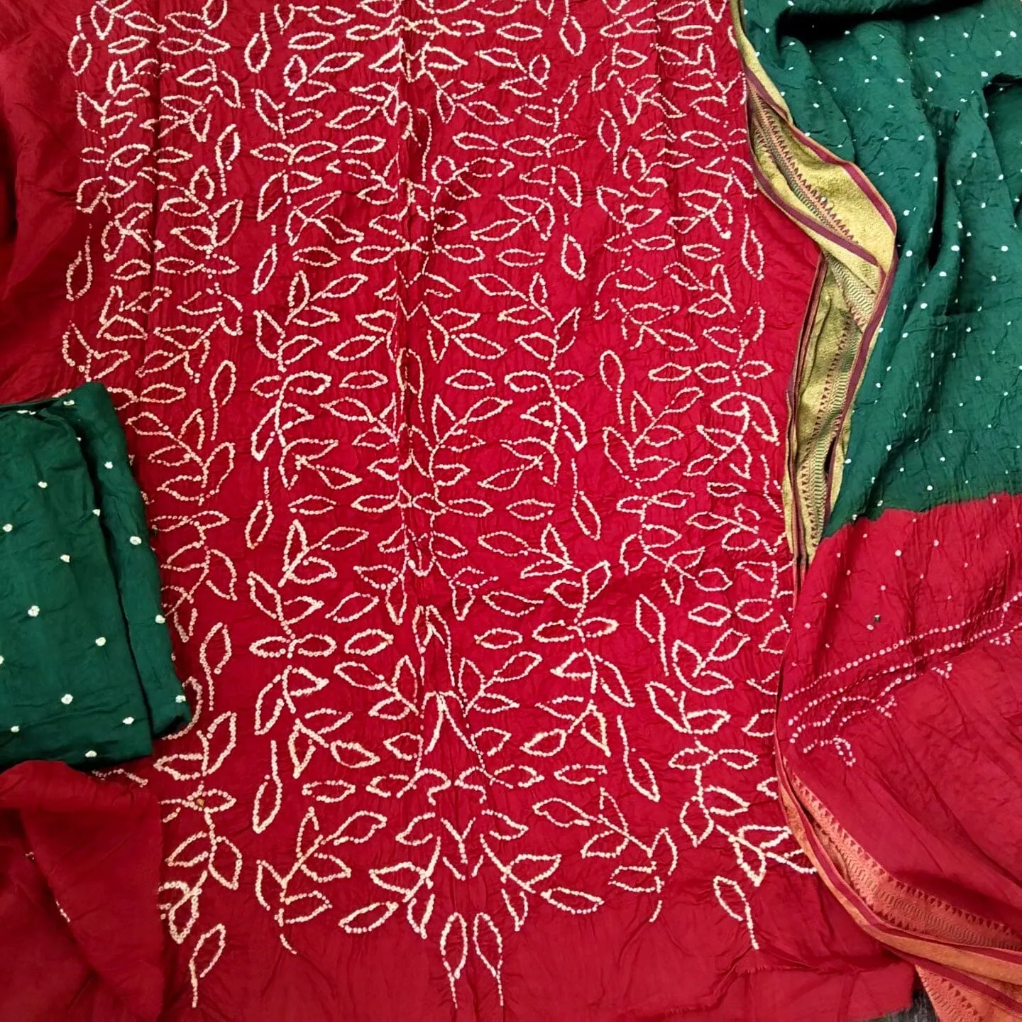 Bandhej Satin Cotton Dress Material *