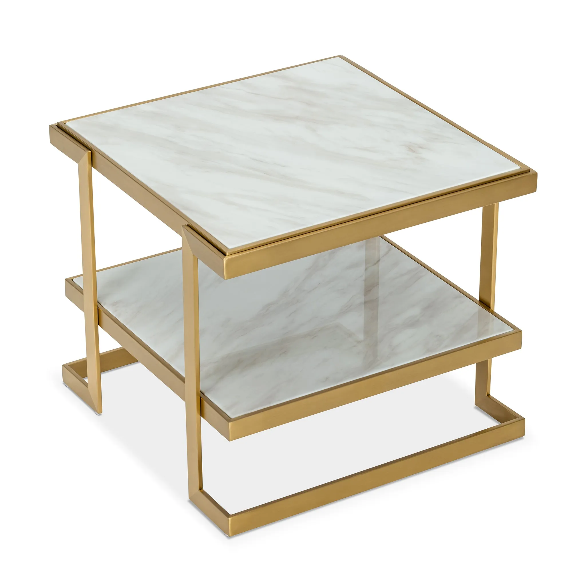 BARCLAY BIANCO BRASS END TABLE