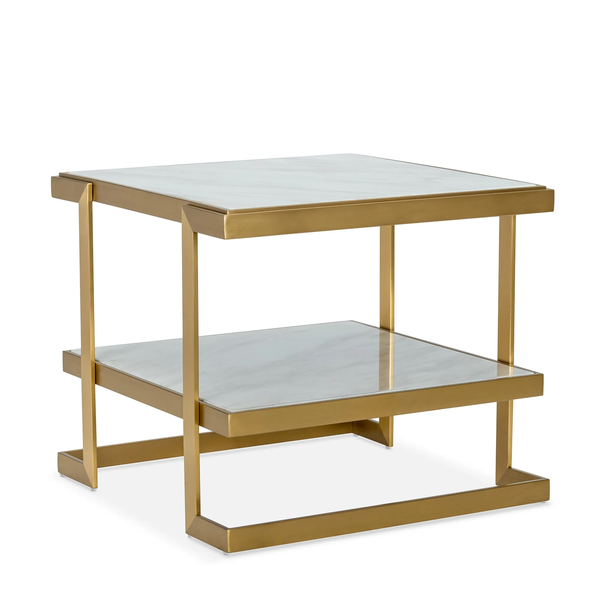 BARCLAY BIANCO BRASS END TABLE