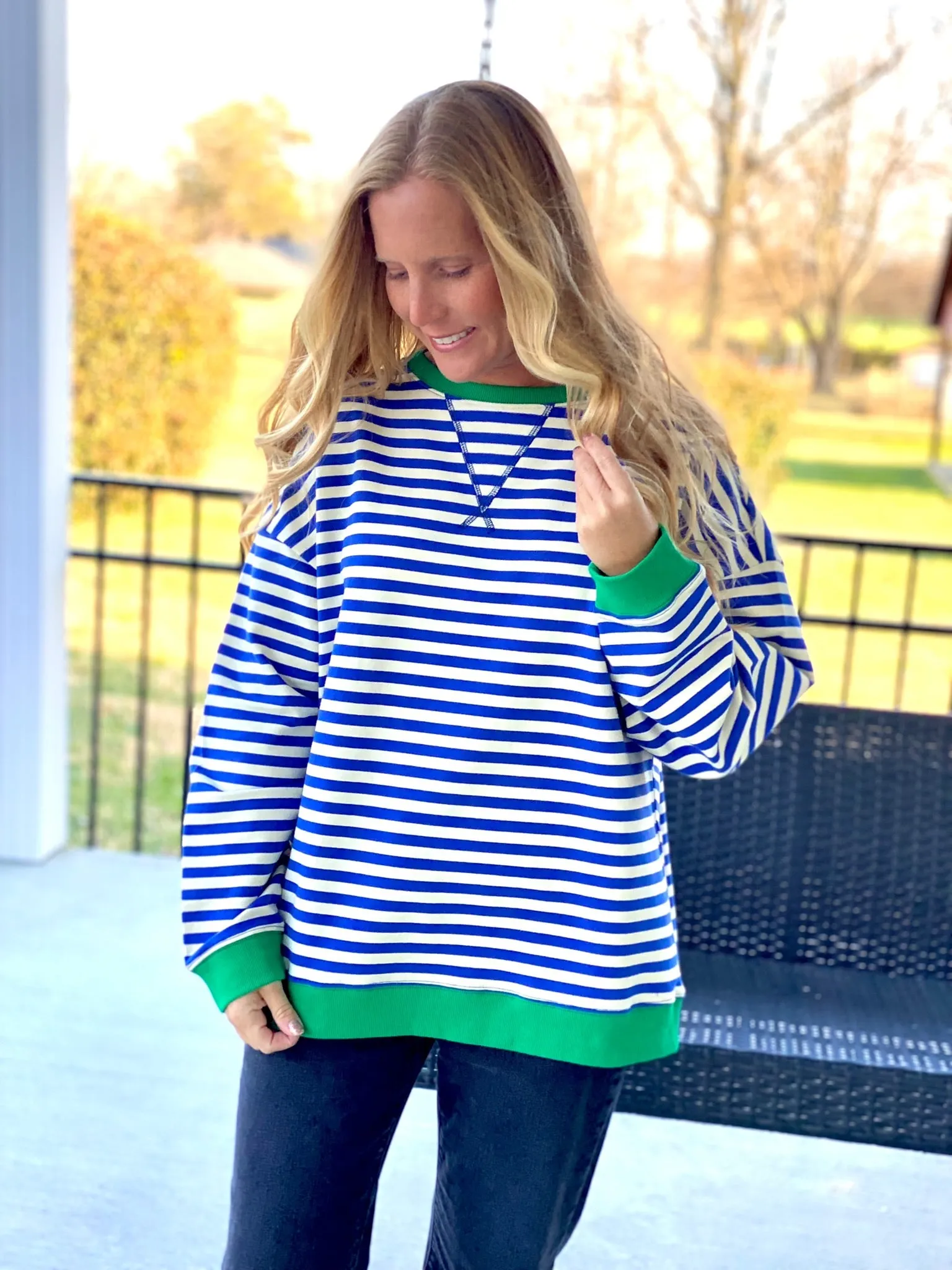 Blue/Ivory Striped Top