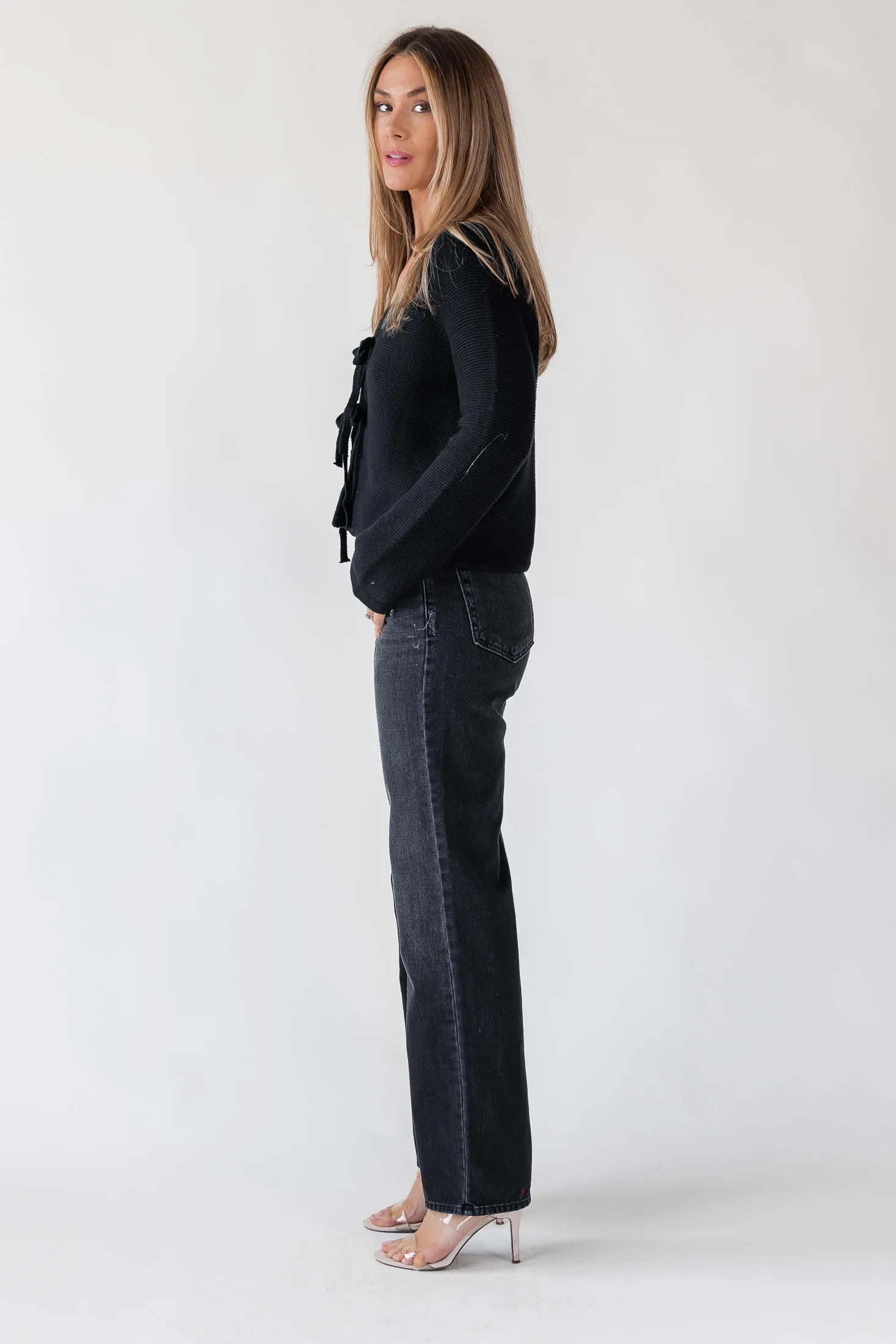 Colby Black Tie Front Cardigan