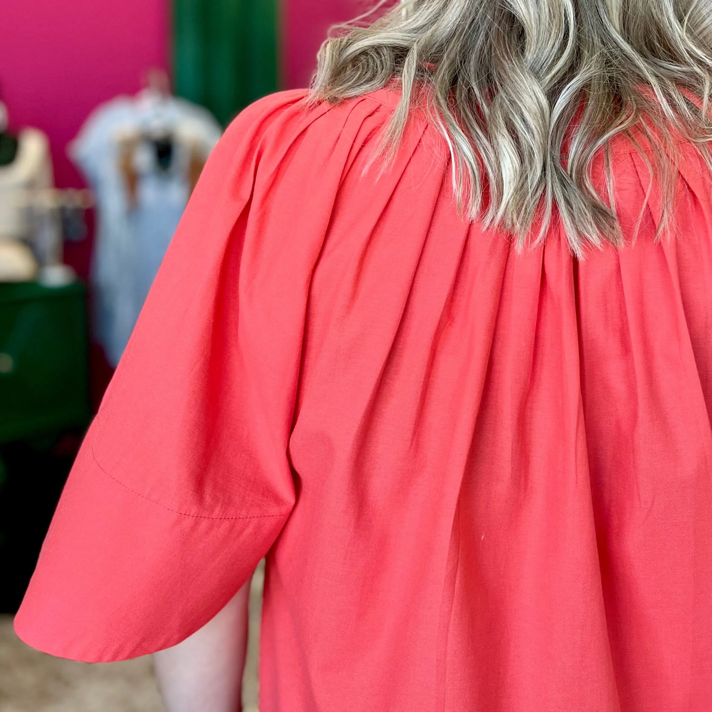 Coral Flutter Sleeve Top
