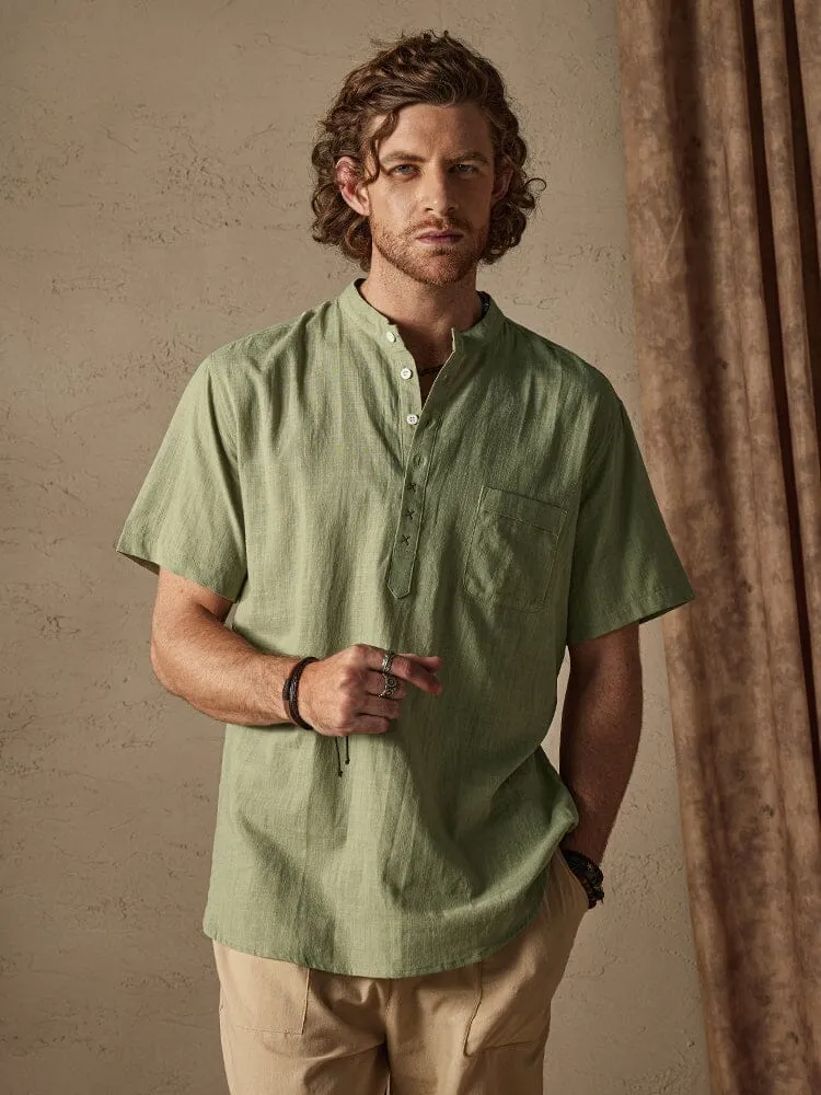 Cotton Linen Cozy Solid Button Shirt