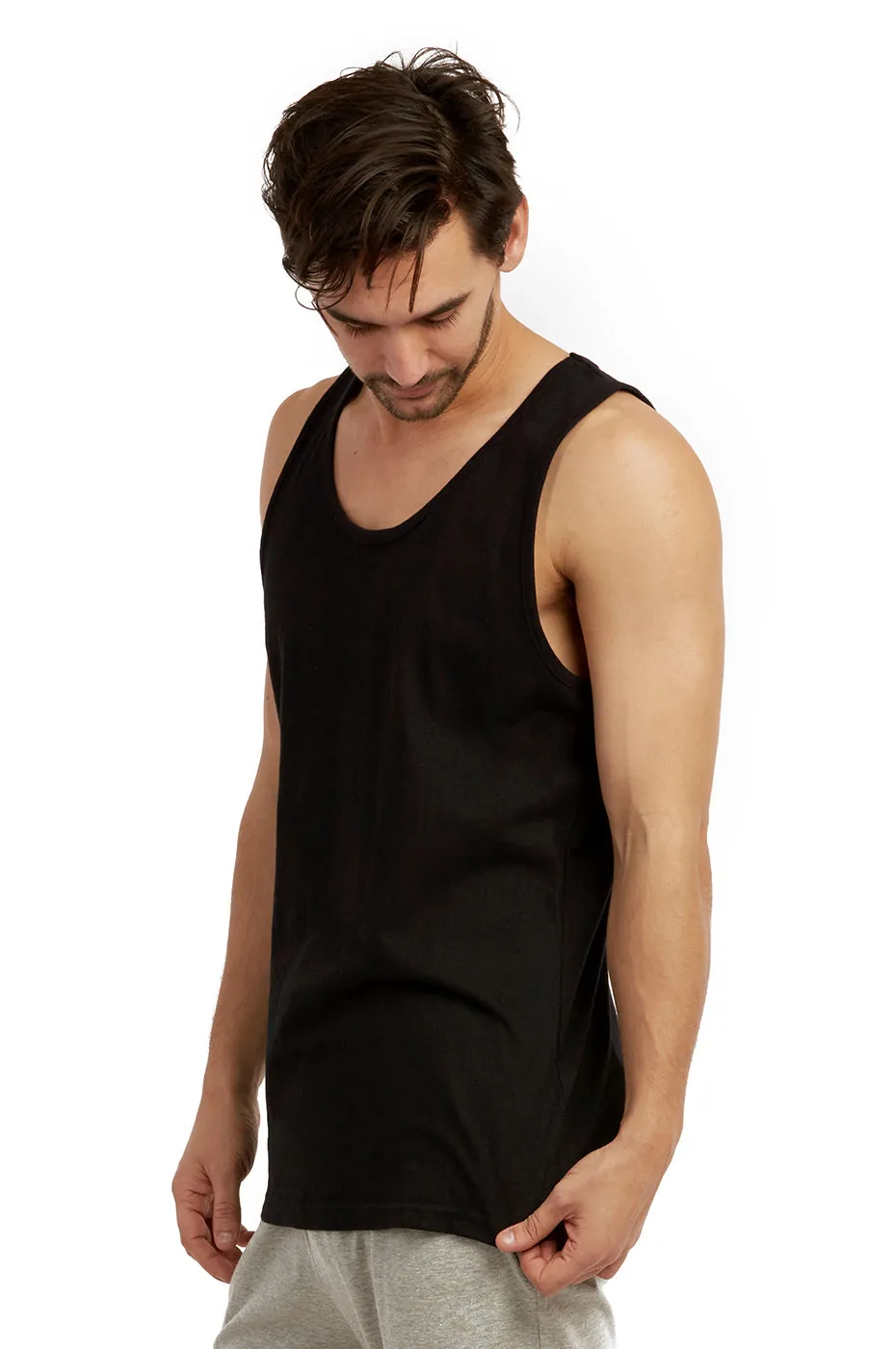 COTTONBELL MEN'S HEAVY TANK TOP (MT200C_BLACK)