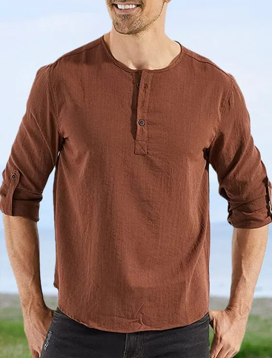 Cozy Solid Cotton Linen Button Shirt