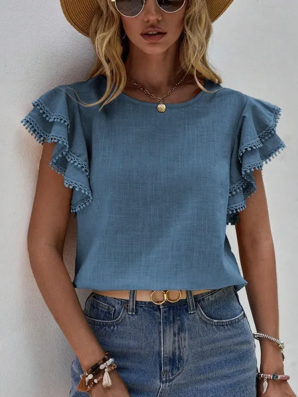 Denise Ruffle Cap Sleeve Top *Online Only*