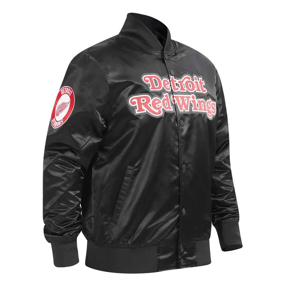 DETROIT RED WINGS CLASSIC SATIN MEN'S JACKET (BLACK)