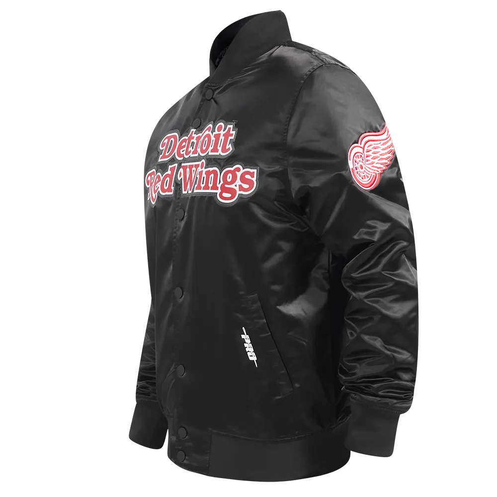 DETROIT RED WINGS CLASSIC SATIN MEN'S JACKET (BLACK)