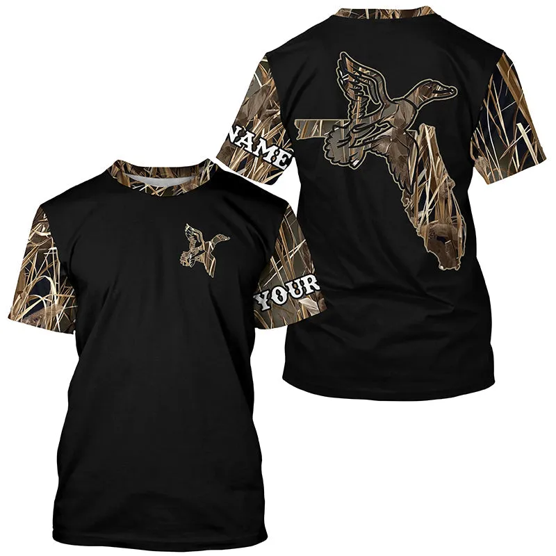 Duck Hunting In Florida Waterfowl Camo Customize 3D Long Sleeve, Personalized Hunting Gift