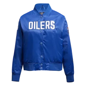 EDMONTON OILERS CLASSIC WOMEN'S SATIN JACKET (DODGER BLUE)