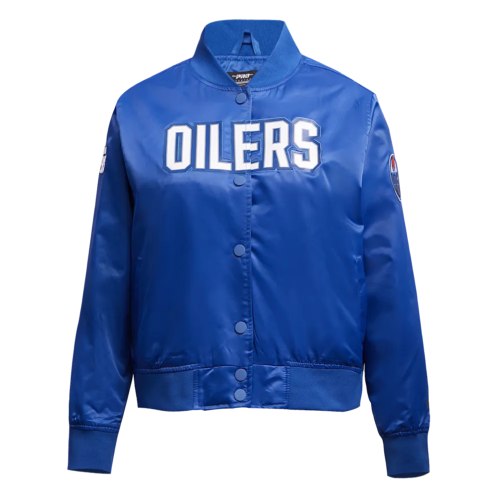 EDMONTON OILERS CLASSIC WOMEN'S SATIN JACKET (DODGER BLUE)