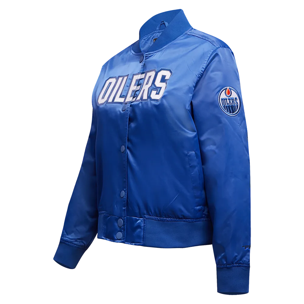 EDMONTON OILERS CLASSIC WOMEN'S SATIN JACKET (DODGER BLUE)