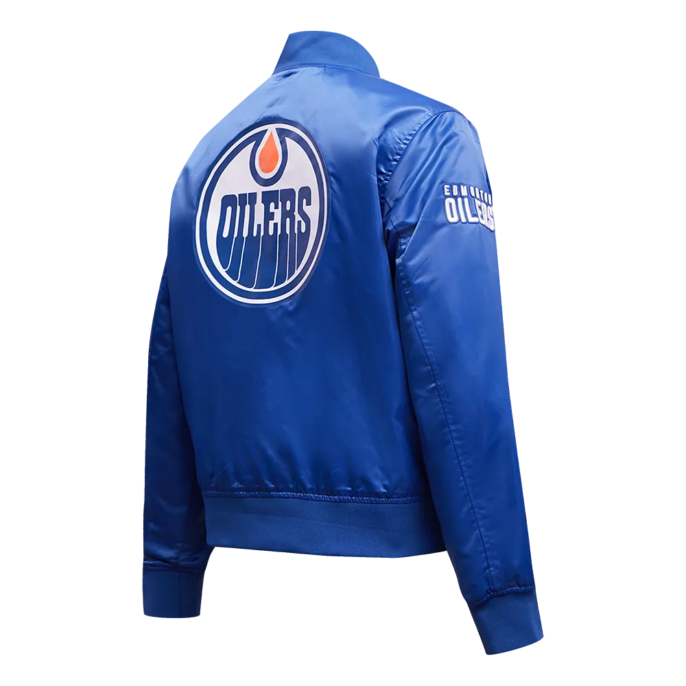 EDMONTON OILERS CLASSIC WOMEN'S SATIN JACKET (DODGER BLUE)