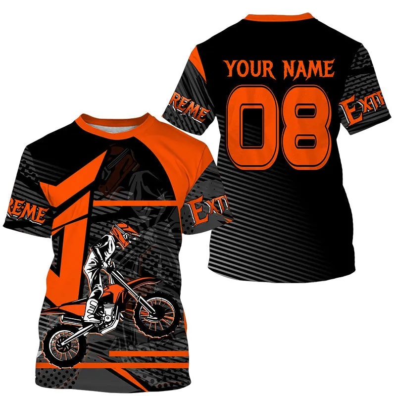 Extreme MX Jersey For Men Women Custom Dirt Bike Off-Road Orange Motocross Racing 3D Long Sleeve Shirt