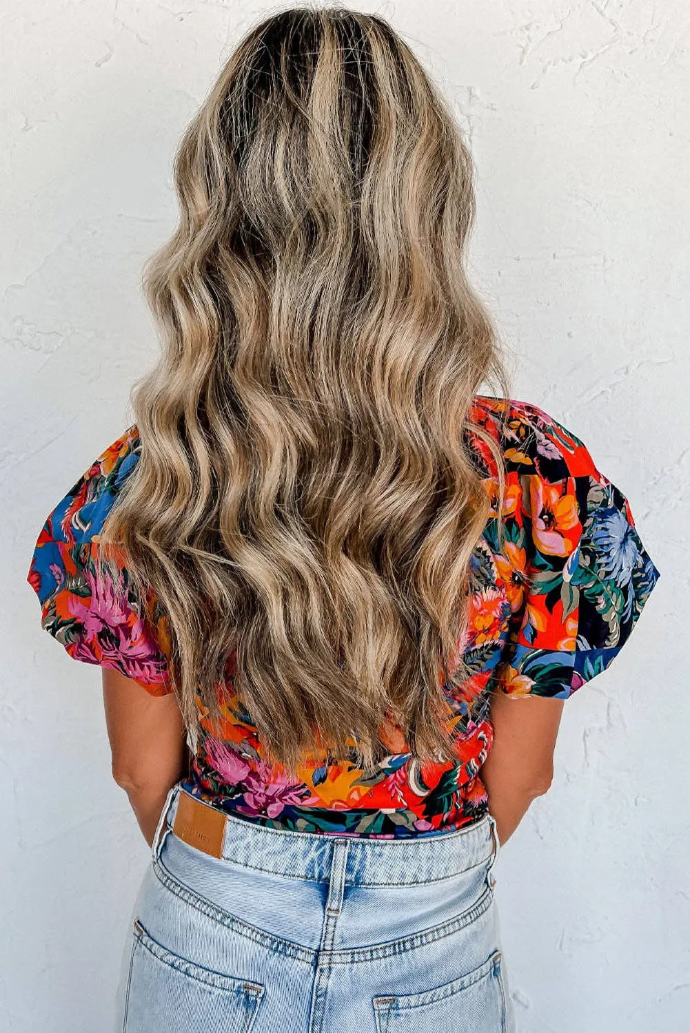 Floral Print Ruched Blouse