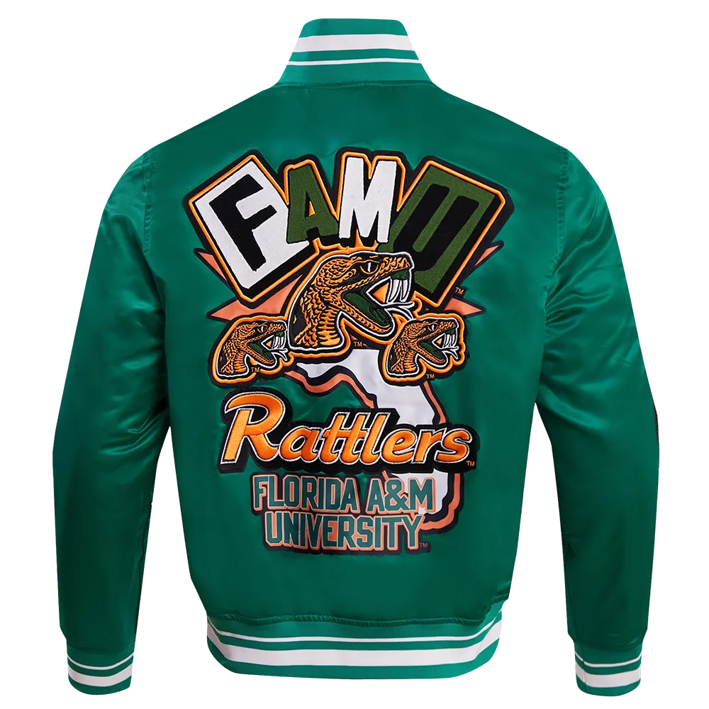 FLORIDA A&M UNIVERSTIY HOMECOMING RIB MEN'S SATIN JACKET (KELLY GREEN)