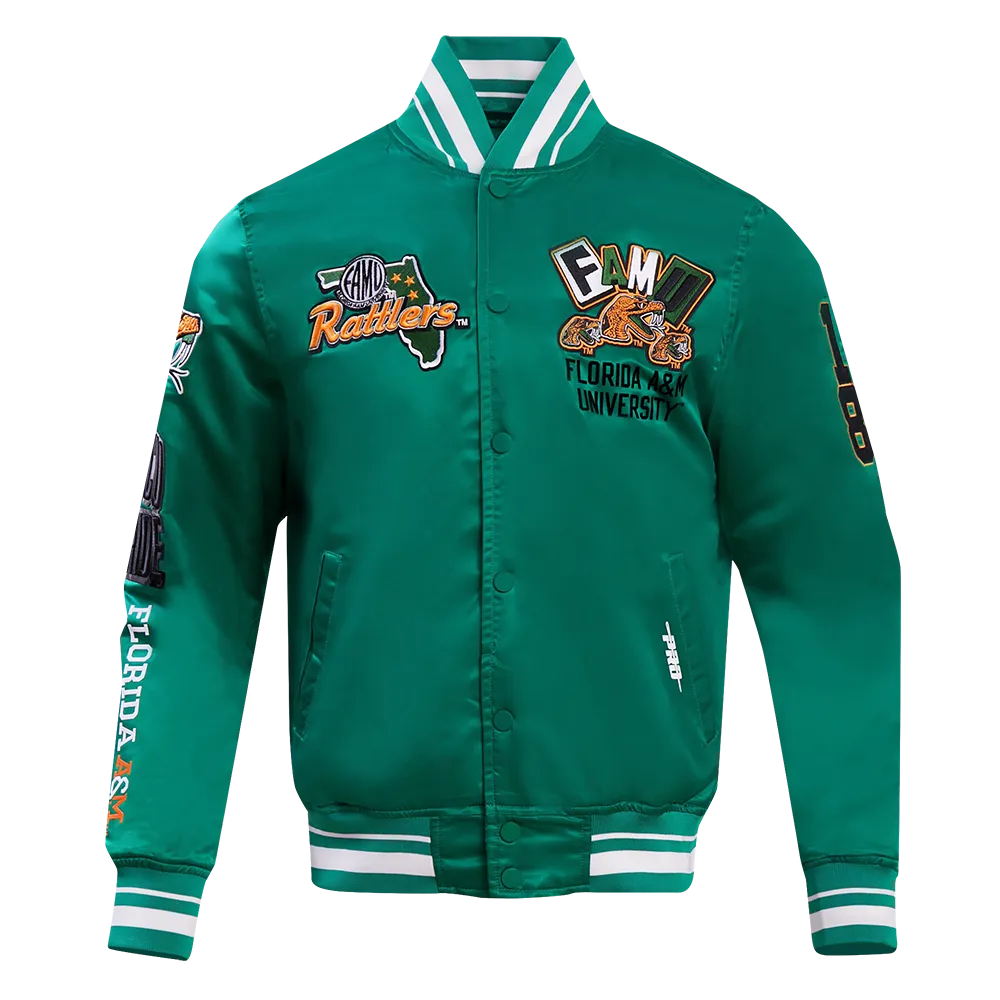 FLORIDA A&M UNIVERSTIY HOMECOMING RIB MEN'S SATIN JACKET (KELLY GREEN)