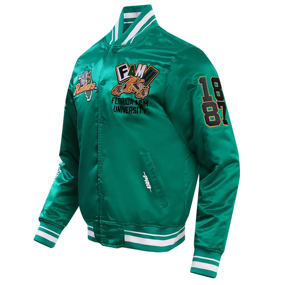 FLORIDA A&M UNIVERSTIY HOMECOMING RIB MEN'S SATIN JACKET (KELLY GREEN)