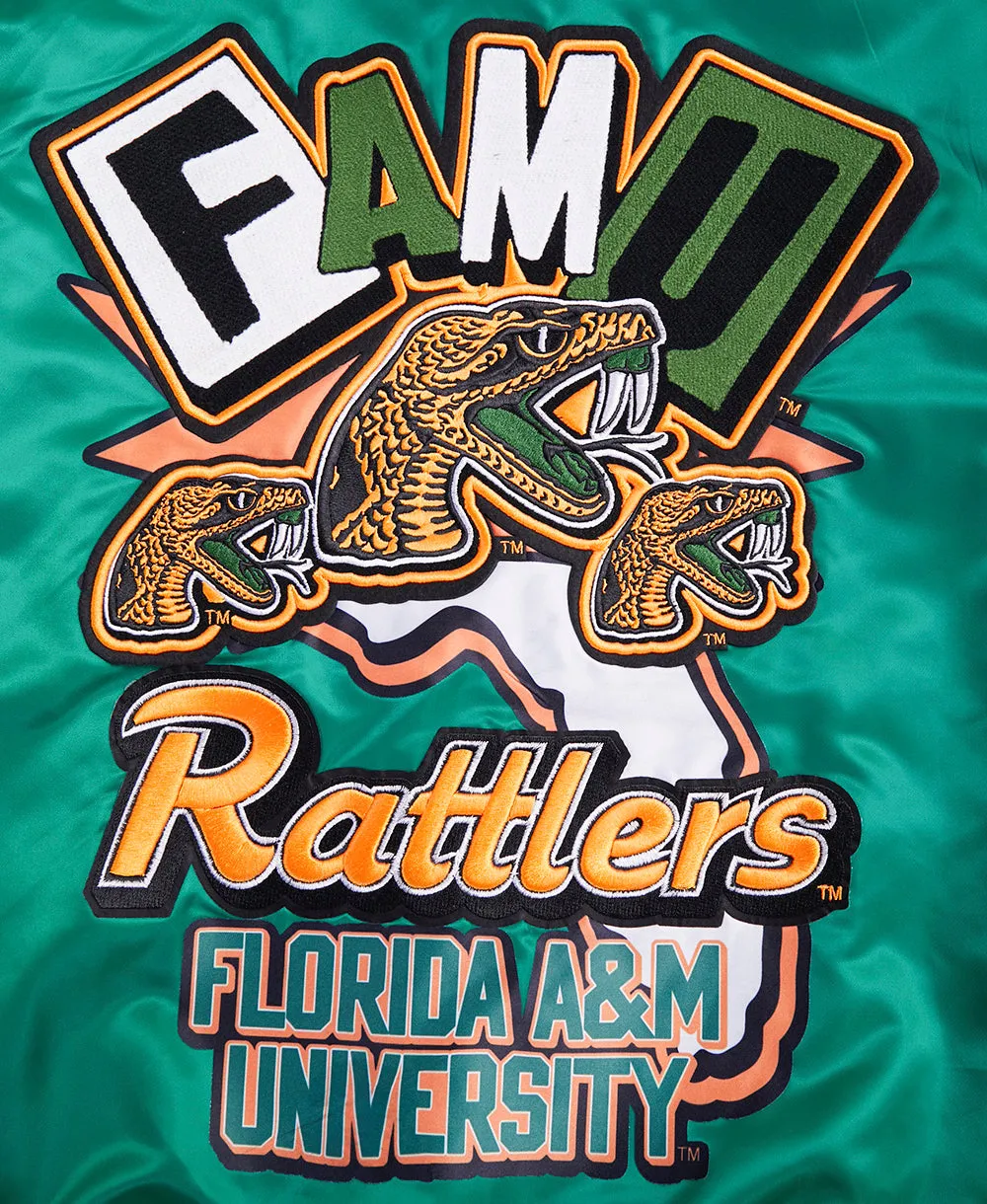 FLORIDA A&M UNIVERSTIY HOMECOMING RIB MEN'S SATIN JACKET (KELLY GREEN)