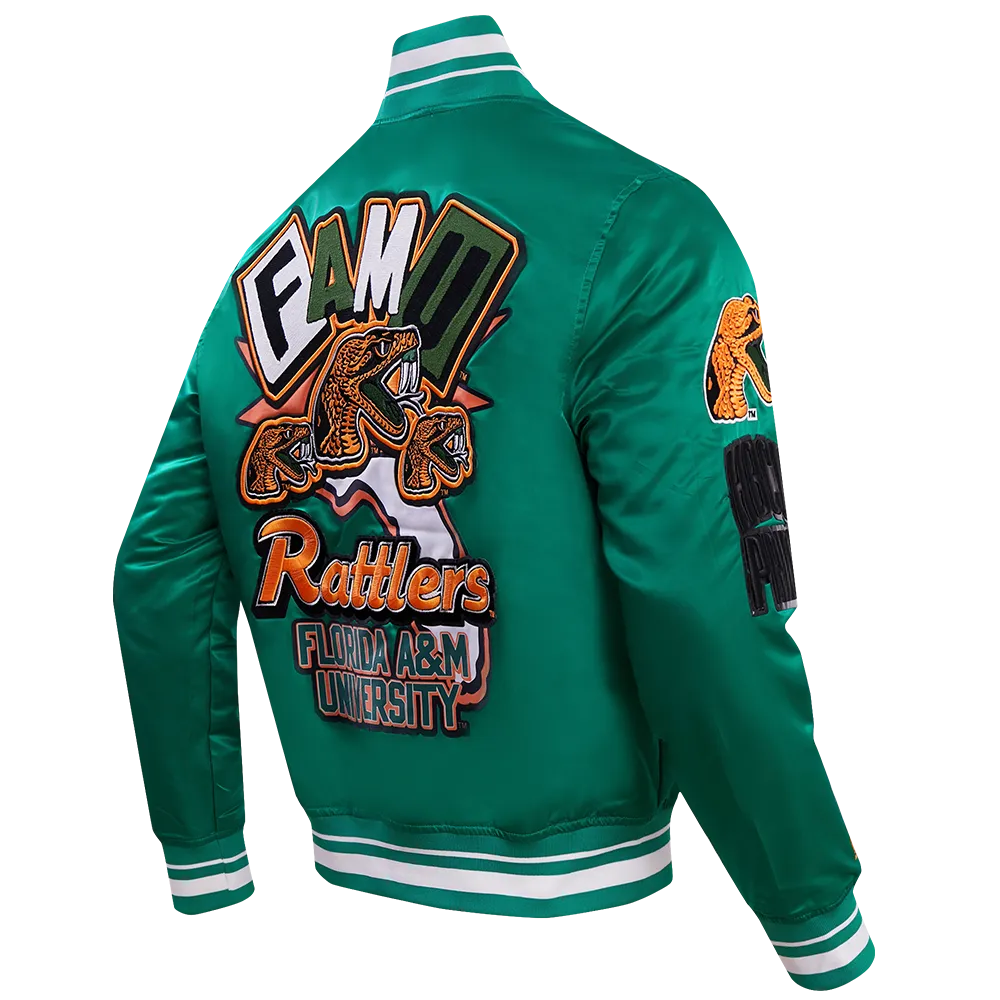 FLORIDA A&M UNIVERSTIY HOMECOMING RIB MEN'S SATIN JACKET (KELLY GREEN)