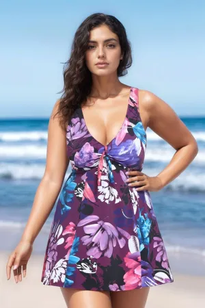 FULLFITALL - Scarf Lace-Up V-Neck Swimdress