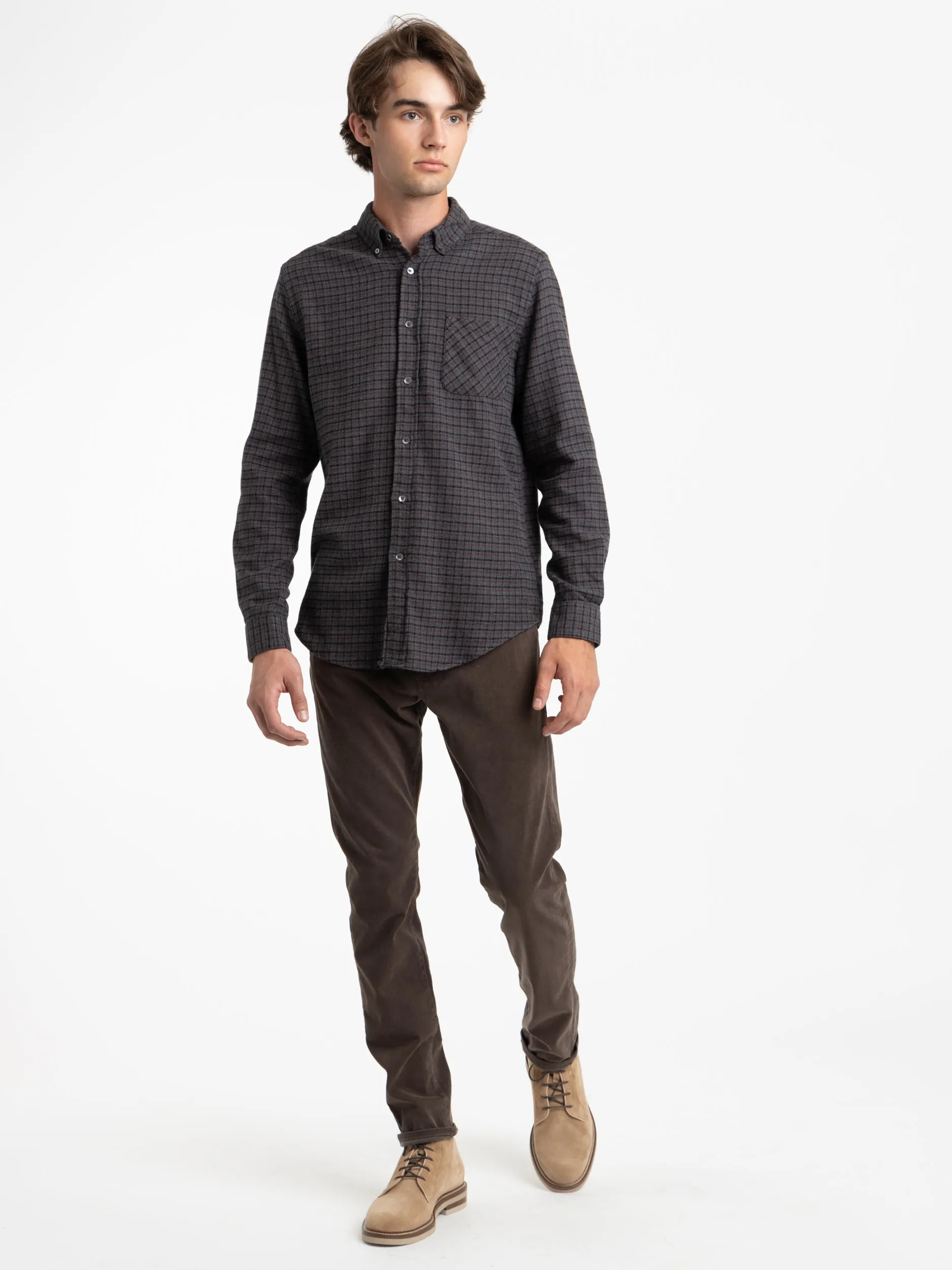 Grey/Red Plaid Porto Flannel Shirt