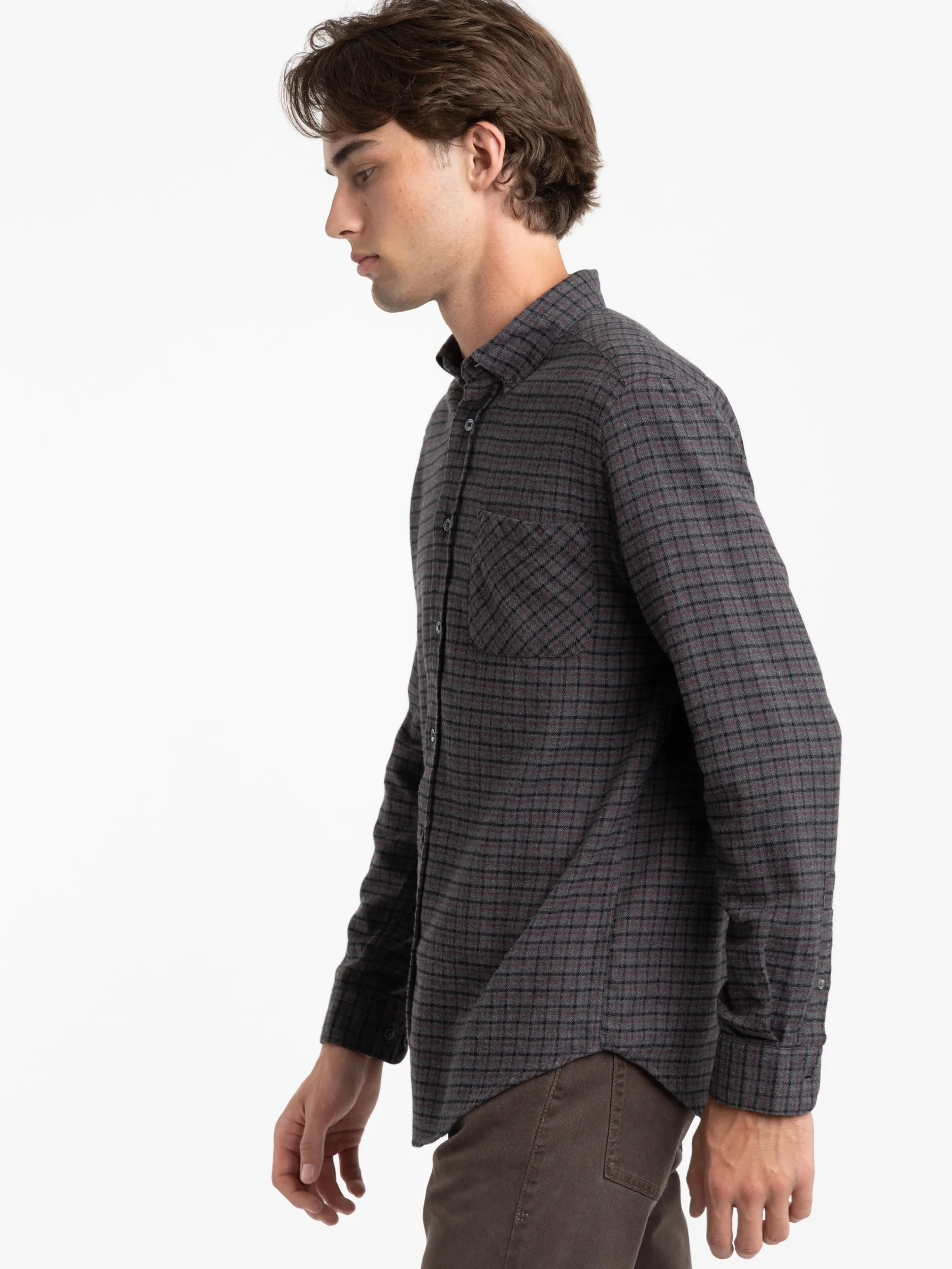 Grey/Red Plaid Porto Flannel Shirt