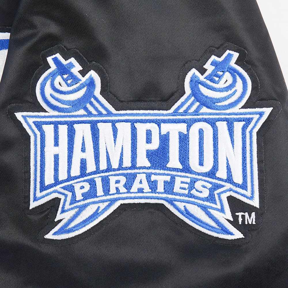 HAMPTON UNIVERSITY CLASSIC MEN'S RIB SATIN JACKET (BLACK/ROYAL BLUE/BLACK)