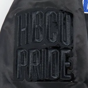 HAMPTON UNIVERSITY CLASSIC MEN'S RIB SATIN JACKET (BLACK/ROYAL BLUE/BLACK)
