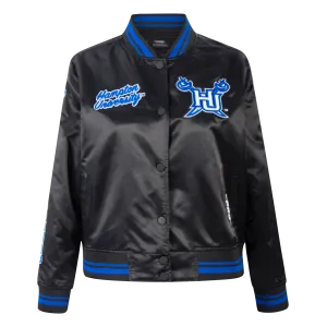 HAMPTON UNIVERSITY CLASSIC WOMEN'S RIB SATIN JACKET (BLACK/ROYAL BLUE/BLACK)