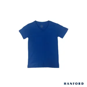 Hanford Kids/Teens 100% Cotton V-Neck Short Sleeves Shirt - Strong Blue (Single Pack)