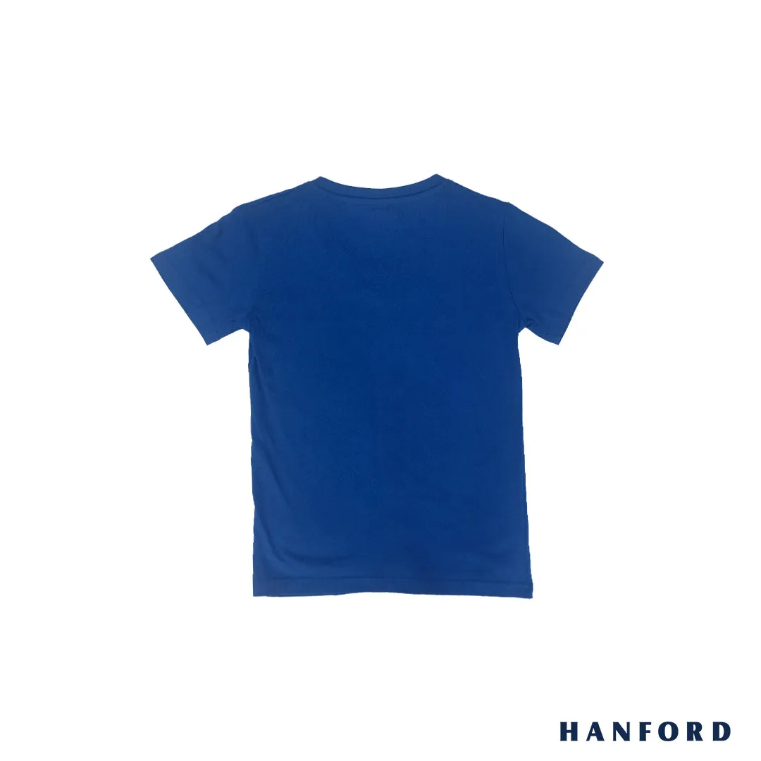 Hanford Kids/Teens 100% Cotton V-Neck Short Sleeves Shirt - Strong Blue (Single Pack)