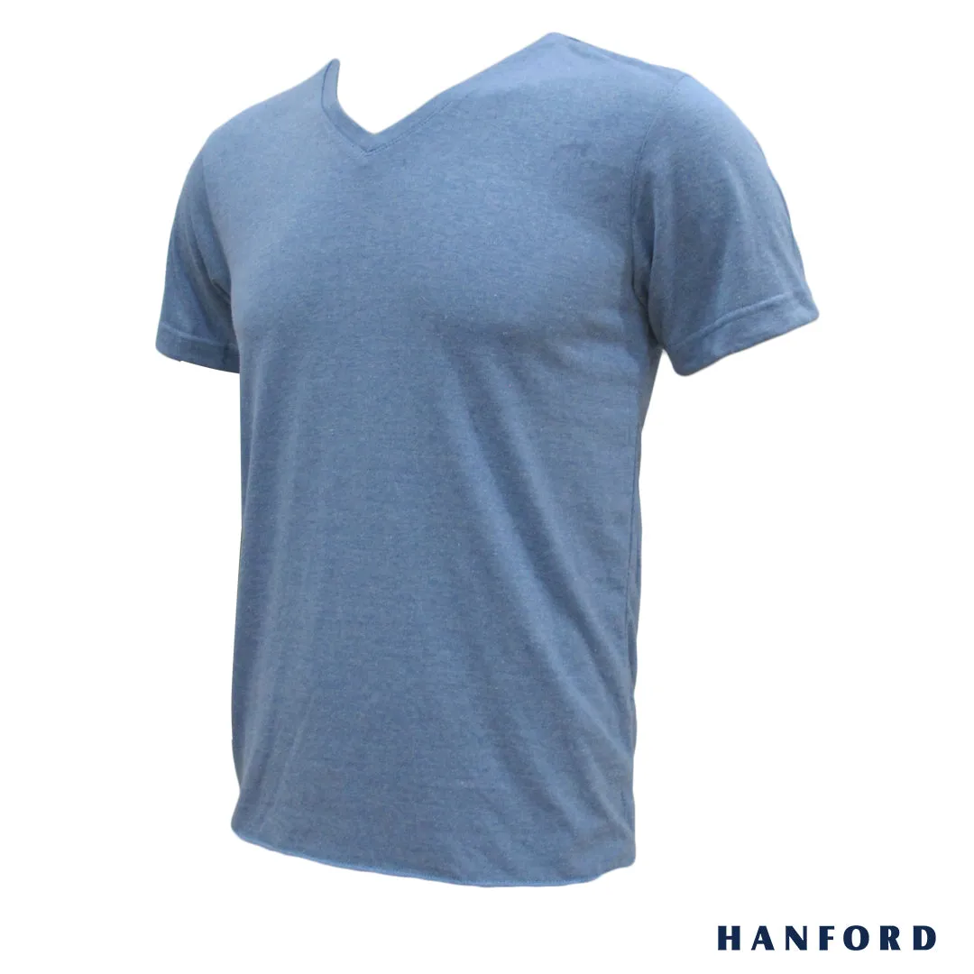 Hanford Men/Teens V-Neck Cotton Modern Fit Short Sleeves Shirt - Heather Blue (1PC/SinglePack)