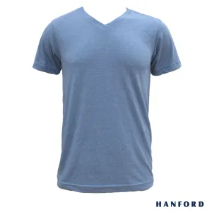 Hanford Men/Teens V-Neck Cotton Modern Fit Short Sleeves Shirt - Heather Blue (1PC/SinglePack)