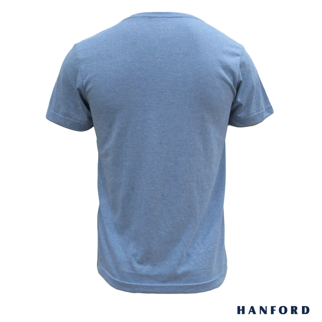 Hanford Men/Teens V-Neck Cotton Modern Fit Short Sleeves Shirt - Heather Blue (1PC/SinglePack)