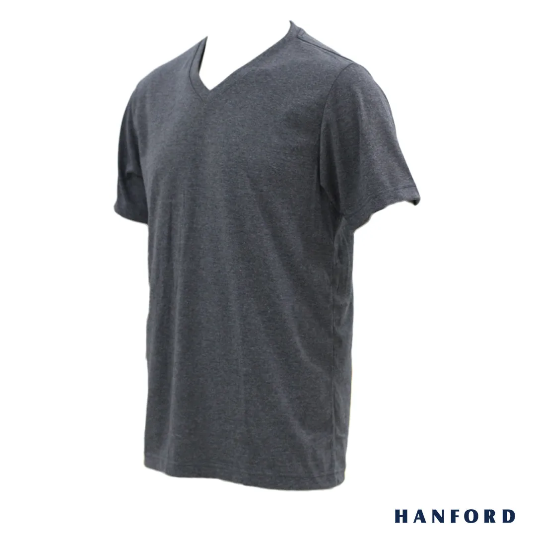 Hanford Men/Teens V-Neck Cotton Modern Fit Short Sleeves Shirt - Pitch Black (1PC/SinglePack)