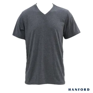 Hanford Men/Teens V-Neck Cotton Modern Fit Short Sleeves Shirt - Pitch Black (1PC/SinglePack)