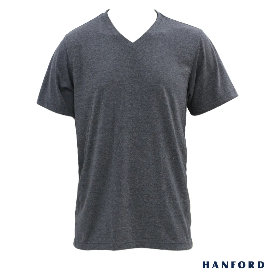 Hanford Men/Teens V-Neck Cotton Modern Fit Short Sleeves Shirt - Pitch Black (1PC/SinglePack)