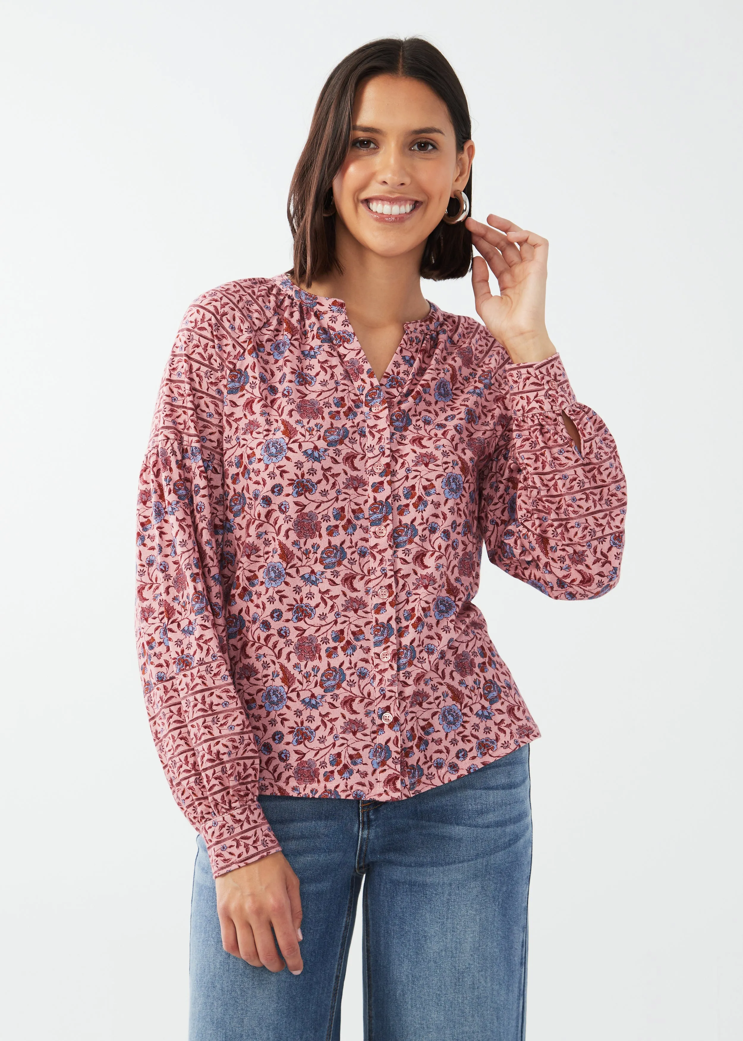 Long Sleeve Printed Knit Shirt