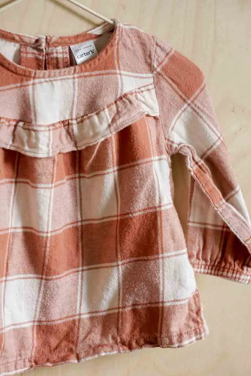 Orange Plaid Flannel Blouse: 12mos